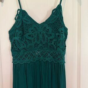 Green Lace Overlay Dress